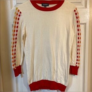 Modcloth Cream and Red Polka Dot Sweater
